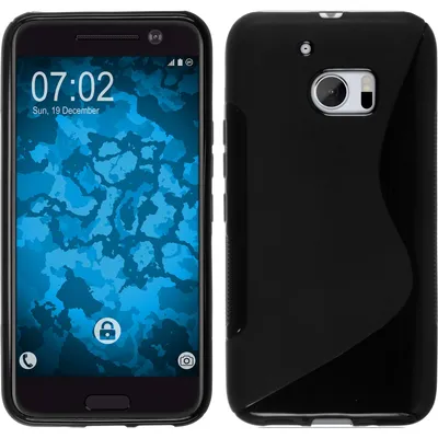Produktbild von PhoneNatic Case kompatibel mit HTC 10 - schwarz Silikon Hülle S-Style + 2 Schutzfolien