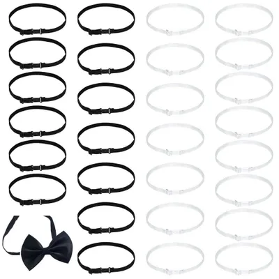 30x verstellbare Fliegenband-Ersatzbänder, schwarz/weiß, elastisch