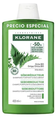 Image de A La Ortiga Bio - Shampooing régulateur de sébum pour cheveux gras Klorane 400 ml