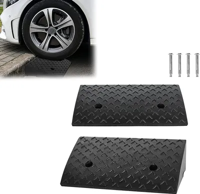 Lot De 2 Rampes De Trottoir En Caoutchouc Noir LxLxHxH) 500 X 200 X 43