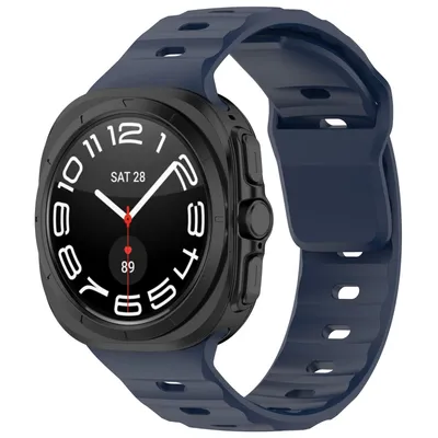 Obrázek produktu pro Pro Samsung Galaxy Watch Ultra 47mm jednobarevný silikonový sportovní pásek na ruku tmavě modrý