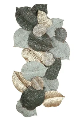 Produktbild von Gilde Wandrelief, Blatt, "Blätterregen", Metall, grün, VE 1, L. 7 cm, B. 113 cm, H. 60 cm 67790 4063387677902