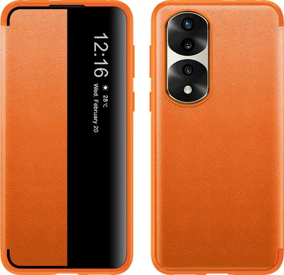 Produktbild von Honor 70 Pro Hülle, Schlank Kunstleder Klapp Ledertasche Schutzhülle für Honor 70 Pro Orange