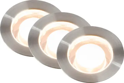 Obrázok produktu pre BRILONER Connect to Shine sada 3 vstavaných podlahových svietidiel, predlžovacia sada, so zemnou zásuvkou, vodotesnosť IP67, teplé biele svetlo, strieborná farba, 4,5 x 6,6 cm