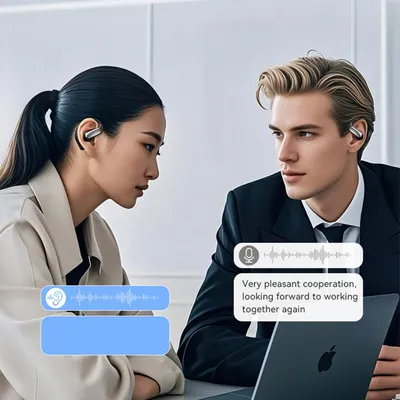 INF Kabellose Bluetooth 5.3 Kopfhörer mit Übersetzung und Digitalanzeige Schwarz