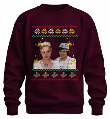 Imagen del producto de "Tres nueces para Cenicienta" - Suéter navideño "Ugly Christmas Sweater", diseño uni, color burdeos, talla M