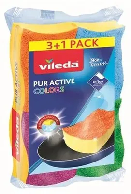 Obrázok produktu pre Špongia na riad, 3+1 ks,  VILEDA "Color Pur Active Colors"