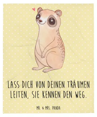 Produktbild von Mr. & Mrs. Panda Decke Plumplori Glücklich - Gelb Pastell - Geschenk, Warme, Lustige Sprüche, Tagesdecke, Wohndecke, Glück, Sofadecke, Bettdecke, Niedlich