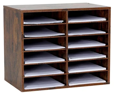 Productafbeelding van Bureau organizer brievenbakje - 12 vakken - Melamine - Zwart - A4 formaat