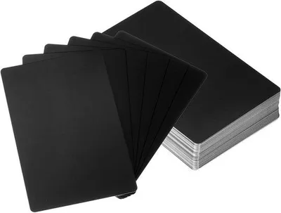Image de Cartes de visite en aluminium, 50 pièces, noires, gravure au laser, anodisées.