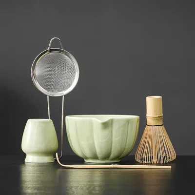 Produktbild von 5-Teilig Japanisches Matcha Set, Matcha Latte Set, Keramik Matchaschale Matcha Zubereitung, Wabi-Sabi ,Tee Liebhaber ,Teezeremonie ,Geschenk Set