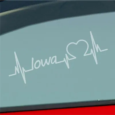 Produktbild von Auto Aufkleber Iowa Herz Herzschlag 19x6 cm Milchglas Sticker Heckscheibenaufkleber