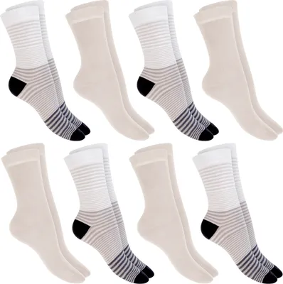Produktbild von Celodoro 8 Paar bunte Damen Ringelsocken – Ringel Socken aus Baumwolle - Grau 35-38