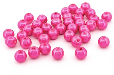 Produktbild von Vintageparts Glaswachsperlen pink glänzend rund 8mm für Ketten und Armbänder, 40 Stück