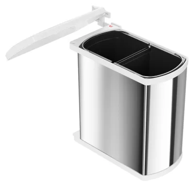 Produktbild von HAILO Abfallsorter 16 (2x8) Liter DUO-3416 ab 45 cm Schrankbreite, edelstahl/weiß