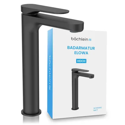 Produktbild von Bächlein - Design Badarmatur - Elowa Schwarz Matt - Hohe Ausführung