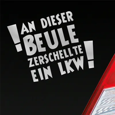Produktbild von Auto Aufkleber An dieser Beule zerschellte ein LKW! LKW 12x9 cm Silber Sticker Heckscheibenaufkleber