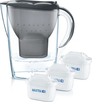 Produktbild von Brita fill & enjoy Starterpaket Marella Cool, Gesamtvolumen 2,4 l (gefiltertes Wasser 1,4 l), incl. 3 Kartuschen MAXTRA+ , Farbe Anthrazit