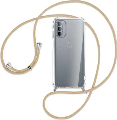 Produktbild von Handykette Backcover-Schutzhülle mit Band (Metall silberfarben) für Motorola Moto G31, Moto G41 - caramel