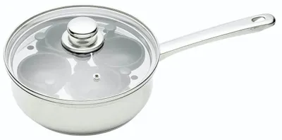 Produktbild von KC BLUE KitchenCraft 4 Eierpochierpfannen in Geschenkbox, Antihaft- und induktionsgeeignet, Edelstahl, 20,5 cm