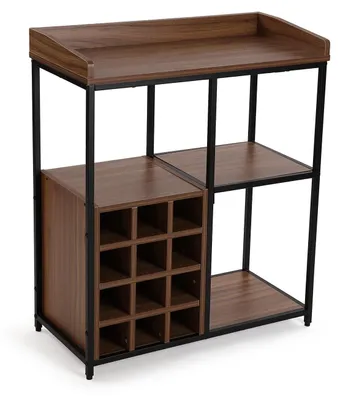 Weinregal für 12 Flaschen, 81x70x34 cm, MDF/Metall, braun/schwarz