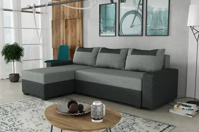 Produktbild von Ecksofa Schlafsofa Sofa HEDVIG Stoff Inari Dunkelgrau- Grau Ottomane Links
