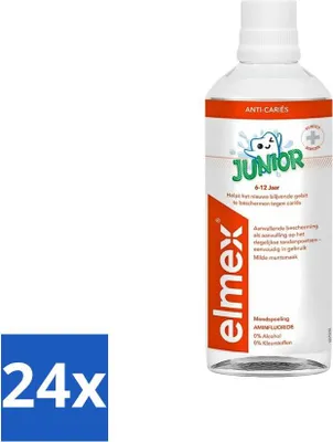 Image de Bain de bouche Elmex Junior (5-12 ans) 400 ml - paquet avantage - 24 pièces