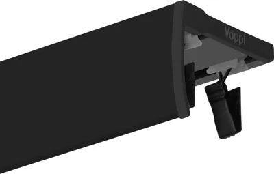 Produktbild von Voppi Aluminium Gardinenschiene mit Blende 2-läufig 140 cm schwarz, silent Gleiter mit Klammern und Haken, Vorhangschiene, Deckenmontage