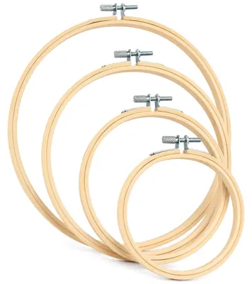 Stickrahmen-Set 4er, Bambus, 10/15/18/20 cm