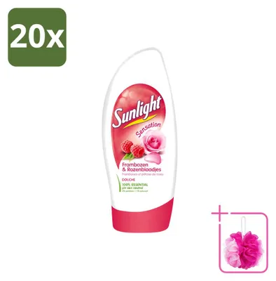 Productafbeelding van 20 x Sunlight douchegel - pH-neutraal - rozen en frambozen - 250 ml - voordelijnverpakking - 20 stuks