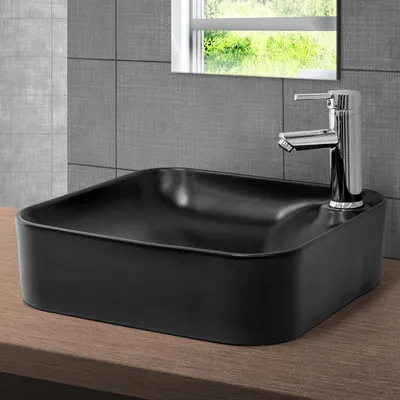 Obrázok produktu pre LuxeBath umývadlo Umývadlo na dosku Square, 43x43x12 cm, čierna matná farba, z keramiky