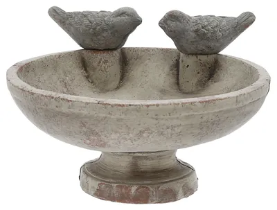 Produktbild von Vogeltränke mit zwei Vögeln Zement 25x14x21,7cm Wasserbecken Vogelbad Vogelbecken Gartendekoration Wasserstelle wetterfest