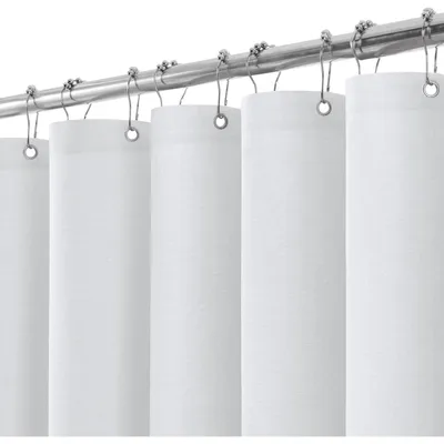 Produktbild von Duschvorhang Leinen Stoff mit Metallringen 275 x 182 cm Weiß Wasserdicht Anti Schimmel