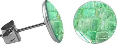 Produktbild von Chirurgenstahl Ohrstecker mit rundem Mosaik Größe - 6 mm Farbe - Hellgrün