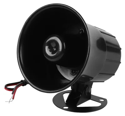 Obrázok produktu pre Siréna s hlasitosťou 110 dB, napájanie 12 V DC, určená pre protikrádežné alarmové systémy