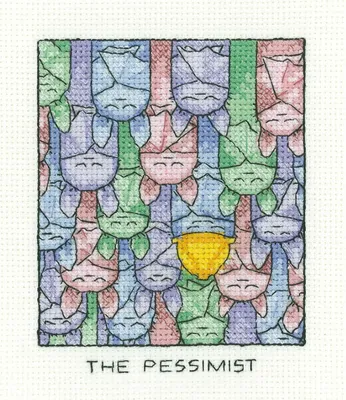 Produktbild von Heritage Kreuzstich Set Aida "Der Pessimist", Zählmuster, SHTP1628-A, 9,5x11,5cm