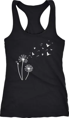 Produktbild von Damen Tank-Top Pusteblume Vögel Dandelion Birds Racerback Neverless® schwarz L