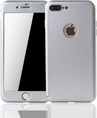 Produktbild von Handyhülle Schutzhülle für Apple iPhone 8 Plus Full Case Cover Displayschutz 360 Silber