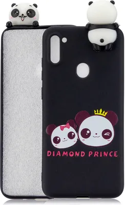 Image de Pour Samsung A11 Soft TPU Back Cover 3D Cartoon peinture téléphone portable affaire deux pandas