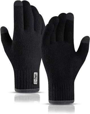 Produktbild von Winterhandschuhe – Schwarz – Thermische Strickhandschuhe – Für Damen und Herren