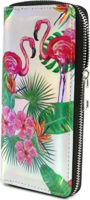 Produktbild von Flamingo Geldbeutel Kinder 10x20cm - Portemonnaie Mädchen Brieftasche Reißverschluss