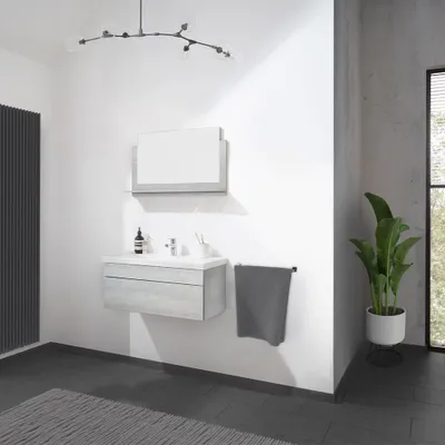 Produktbild von HOME DELUXE - Badmöbel-Set - WANGEROOGE BIG Grau - Medium - inkl. Waschbecken und komplettem Zubehör - Breite Waschbecken: 60 cm | Badezimmermöbel Waschtisch Badmöbelset