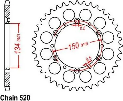 Produktbild von Kettenrad 50Z Teilung 520 für KAWASAKI KDX 220 R 97-05  Rear sprocket