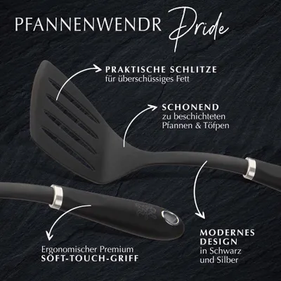 Produktbild von Stanley Rogers Schlitzwender 32,5 cm, Küchenhelfer mit ergonomischen Premium-Softtouch-Griff, Wender für beschichtete Töpfe und Pfannen (Farbe: Schwarz)