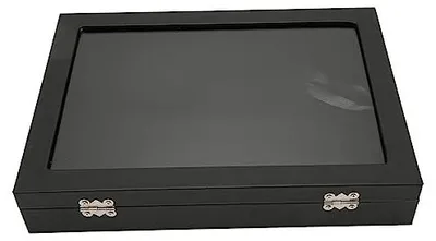 Imagen del producto de Caja expositora para sándwiches - Caja de madera negra con tapa de cristal