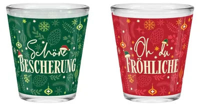 Shotgläser-Set 2er, 6 cl, bunt bedruckt, lustige Sprüche