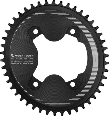 Produktbild von Wolf Tooth PowerTrac Elliptical Shimano GRX Aero-Kettenblatt, 110 BCD Asymmetric, 4-Loch, 46
