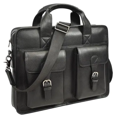 Immagine prodotto di Borsa da uomo in pelle - Nera, con tracolla