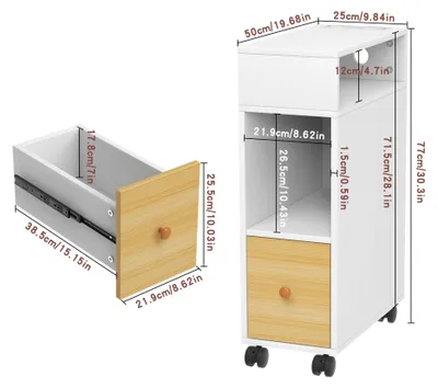 Produktbild von Schmale Nachttischset mit Offenen Regalen und Schublade