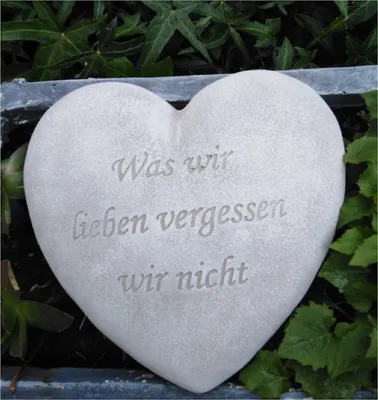 Produktbild von Grabherz Spruch Grabschmuck Grab Herz - Was wir lieben vergessen wir nicht -